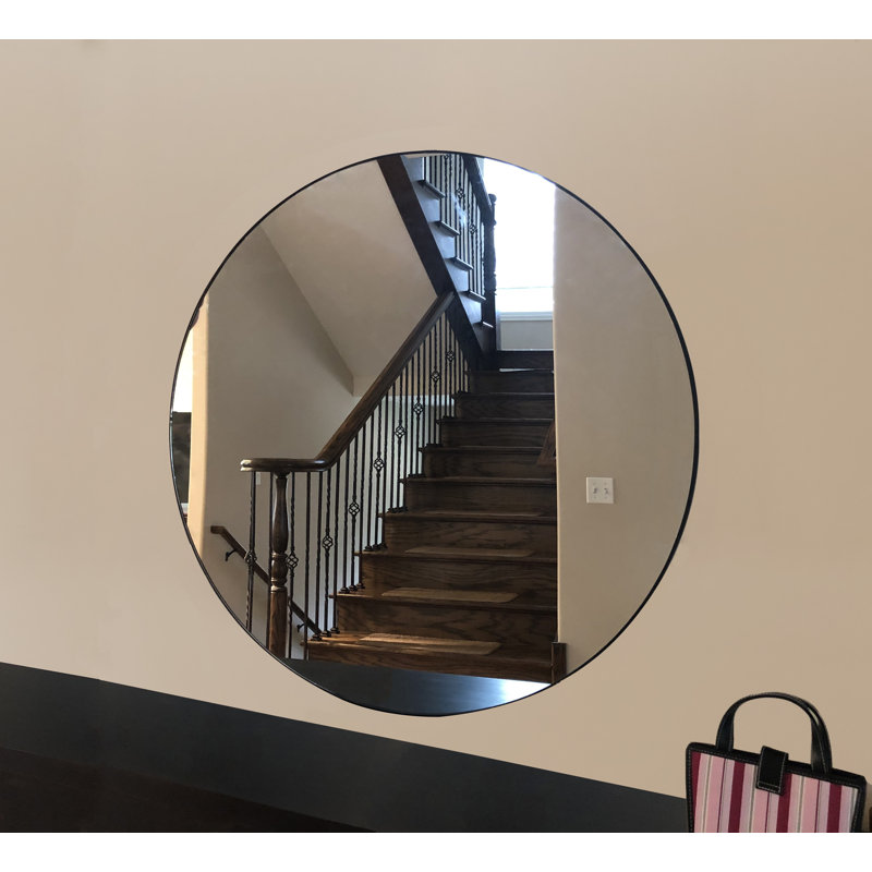 Wade Logan® Brinly 24-Inch Diameter Round Wall Mirror, Black Rubber Rim ...